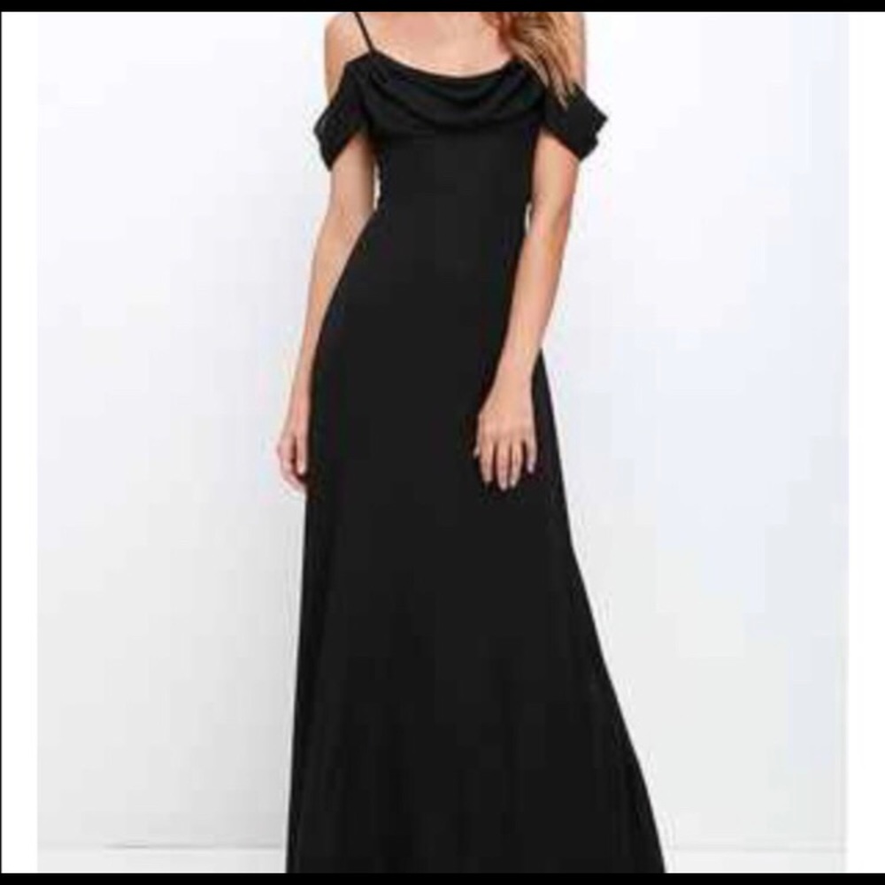 Off the Shoulder Black Maxi Dress